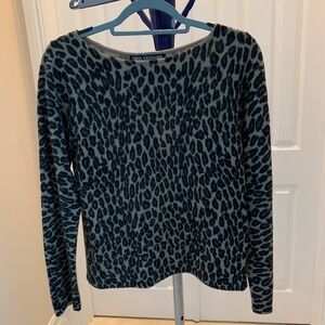 Nina Leonard Tan/Black/Brown Leopard Print Sweater sz M